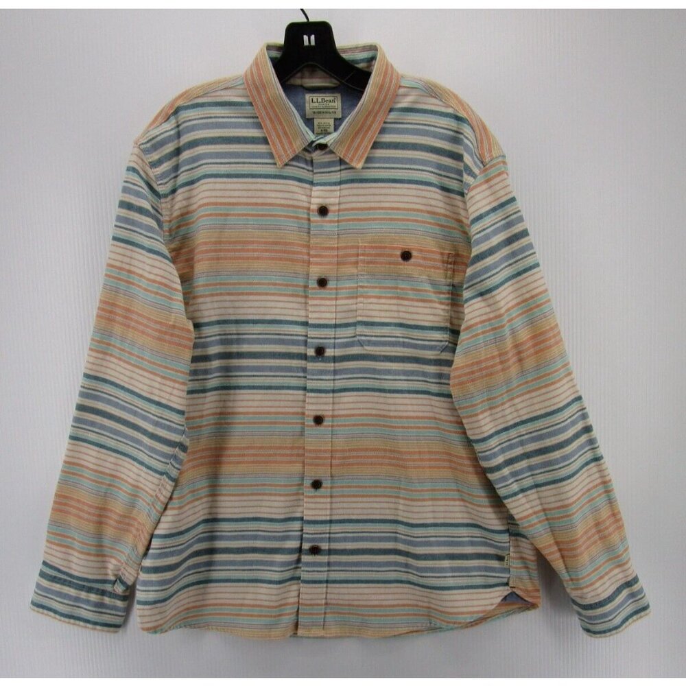 LL Bean Shirt Medium Flannel Button Up Southwestern Traditional Fit